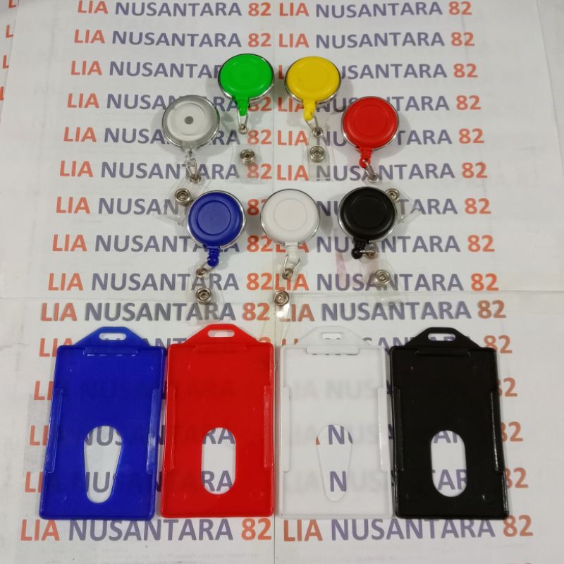 

casing id card plastiki dengan paket yoyo list silver putar