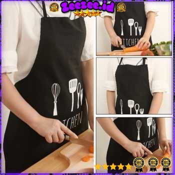 Celemek dapur chef apron masak pelindung baju anti kotor clemek koki motif kitchen clemek