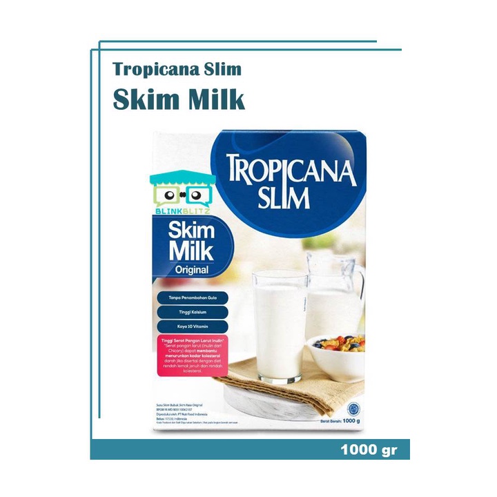 Susu Skim Milk Tropicana Slim 1000gr Original Plain Diet Tanpa Gula Diabetes