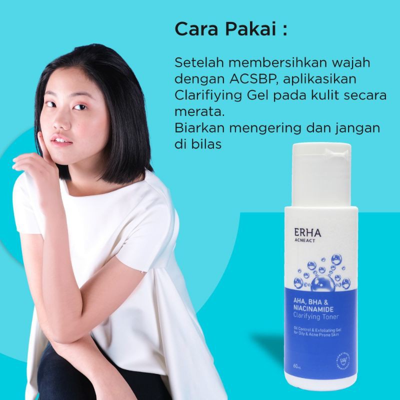 ERHA Acneact AHA BHA &amp; Niacinamide Clarifying Toner 60mL - Toner Wajah Berjerawat