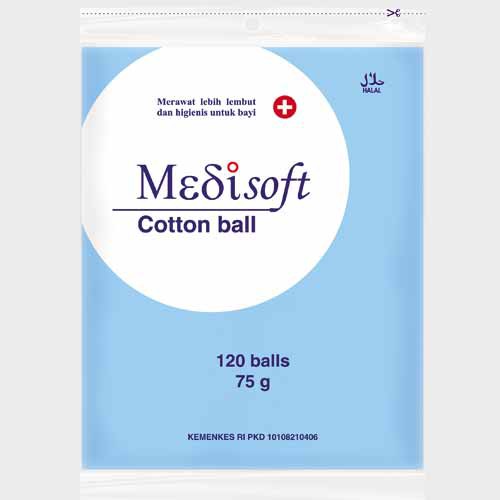 Medisoft Cotton Balls 120 75g / Kapas Bulat Bayi Bentuk Bola 120pcs 75gr