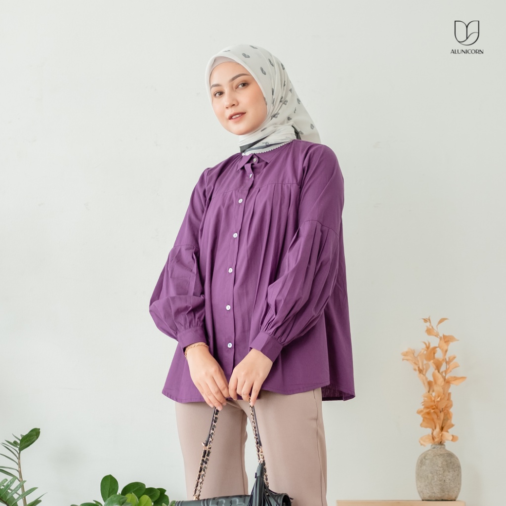 Alunicorn - Geo Blouse - Blouse Wanita-Deep Violet