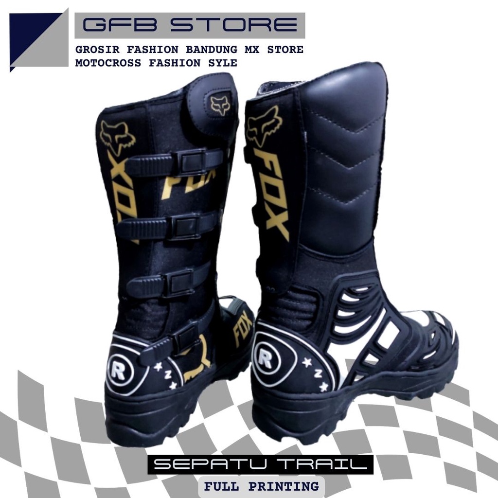 Sepatu boots motocross trail Black