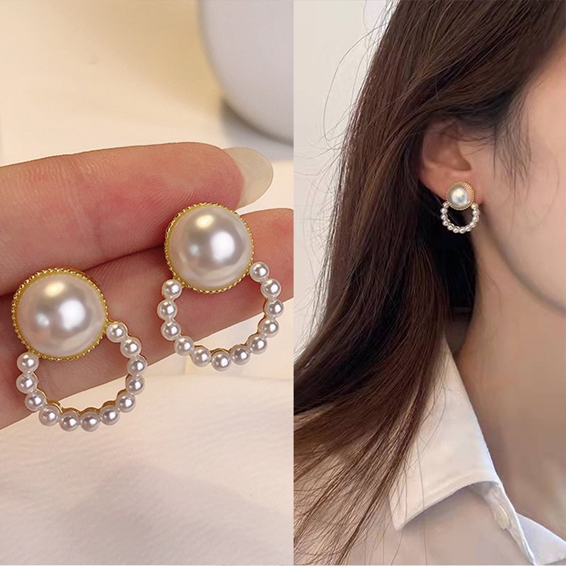 IFYOU Anting Stud Bentuk Hati Aksen Mutiara Gaya Korea Untuk Wanita