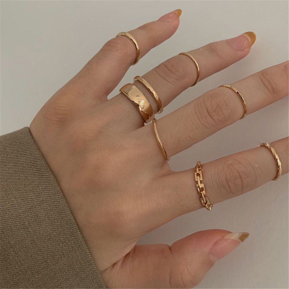 7 Pcs / set Cincin Jari Atmosferik Gaya Hip-Hop