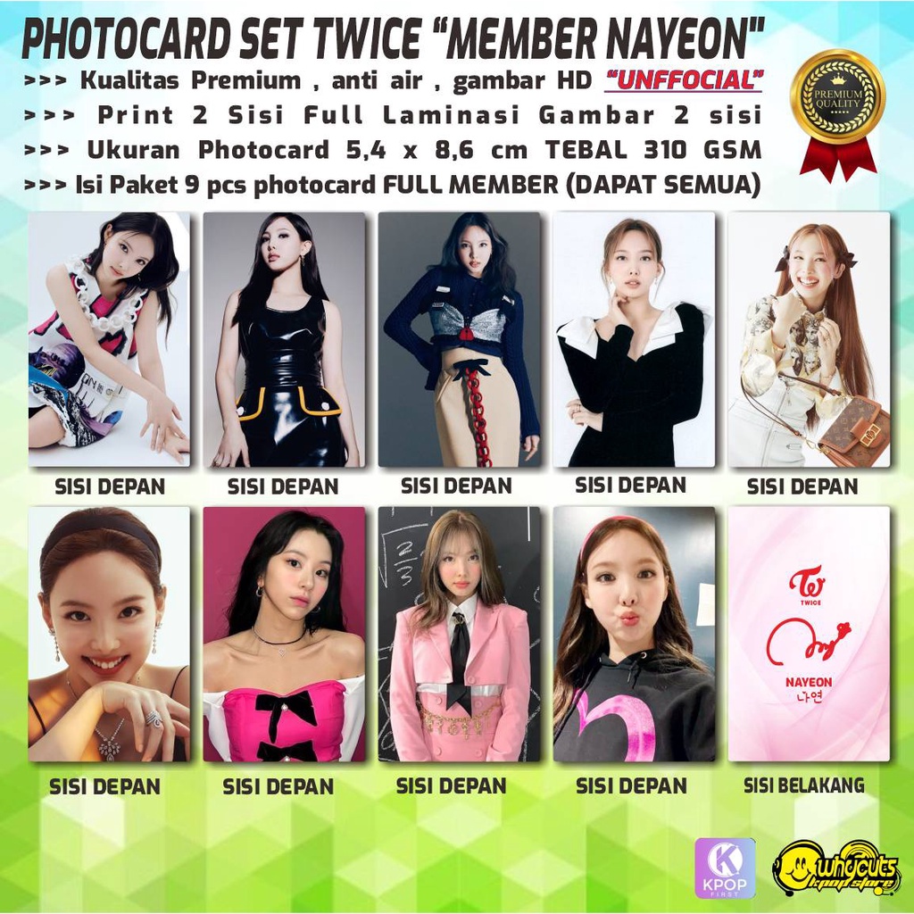 PHOTOCARD FULLSET KPOP PREMIUM TWICE PER MEMBER / JAPAN TOUR / JAPAN FANCLUB / TWICE ANNIV / PRINT 2 SISI FULL LAMINASI GLOSSY / ANTI AIR