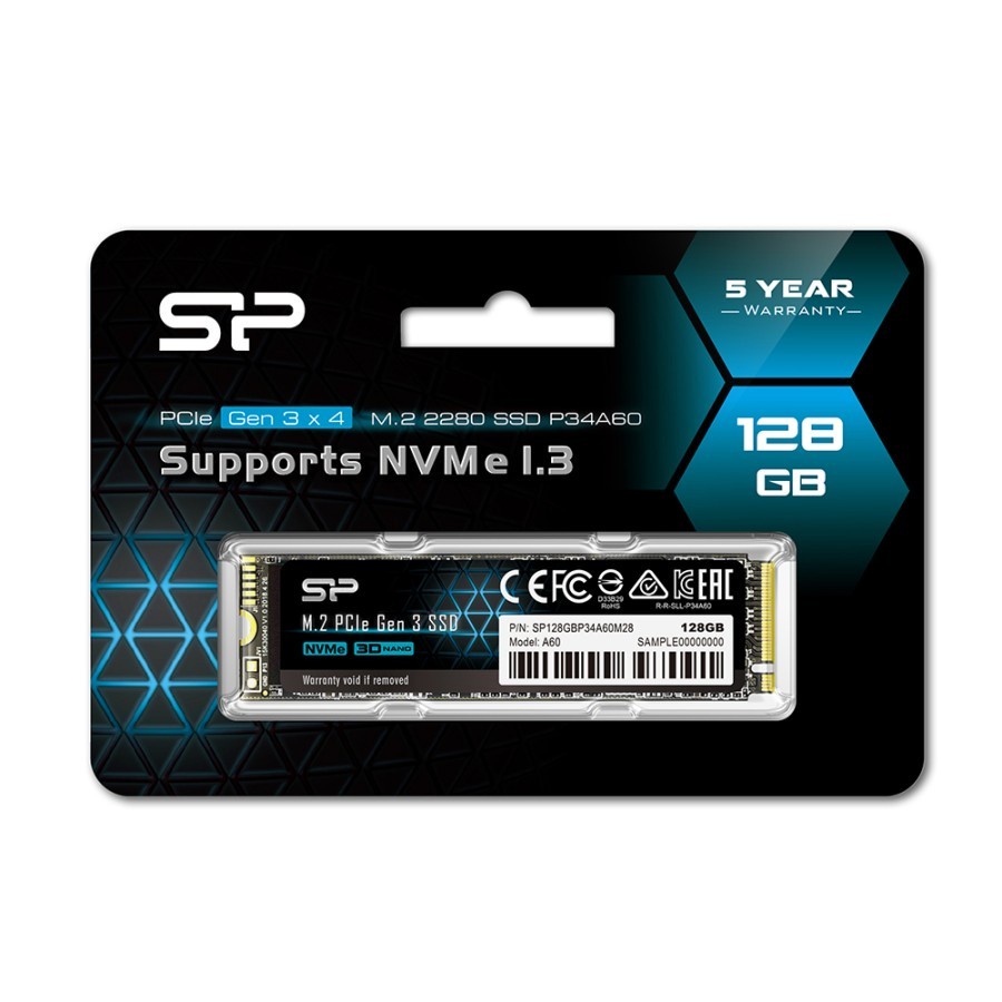 SSD Silicon Power A60 M.2 2280 PCIe Gen3x4 NVMe1.3-128GB