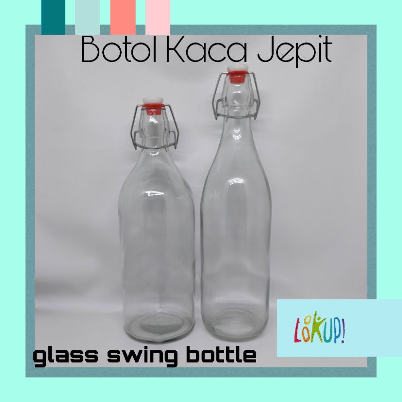 BOTOL KACA JEPIT tutup  merah / SWING BOTTLE RED