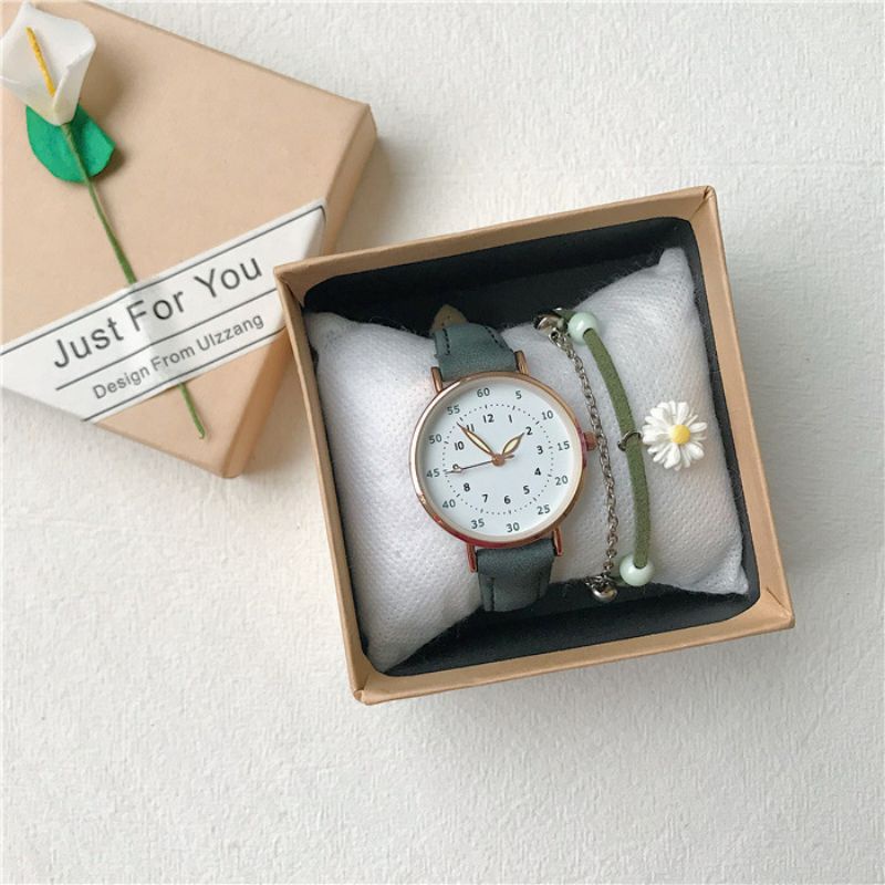 (BISA COD) Jam Tangan Wanita Strap Kulit Fashion Import Korea Kekinian Murah Quartz