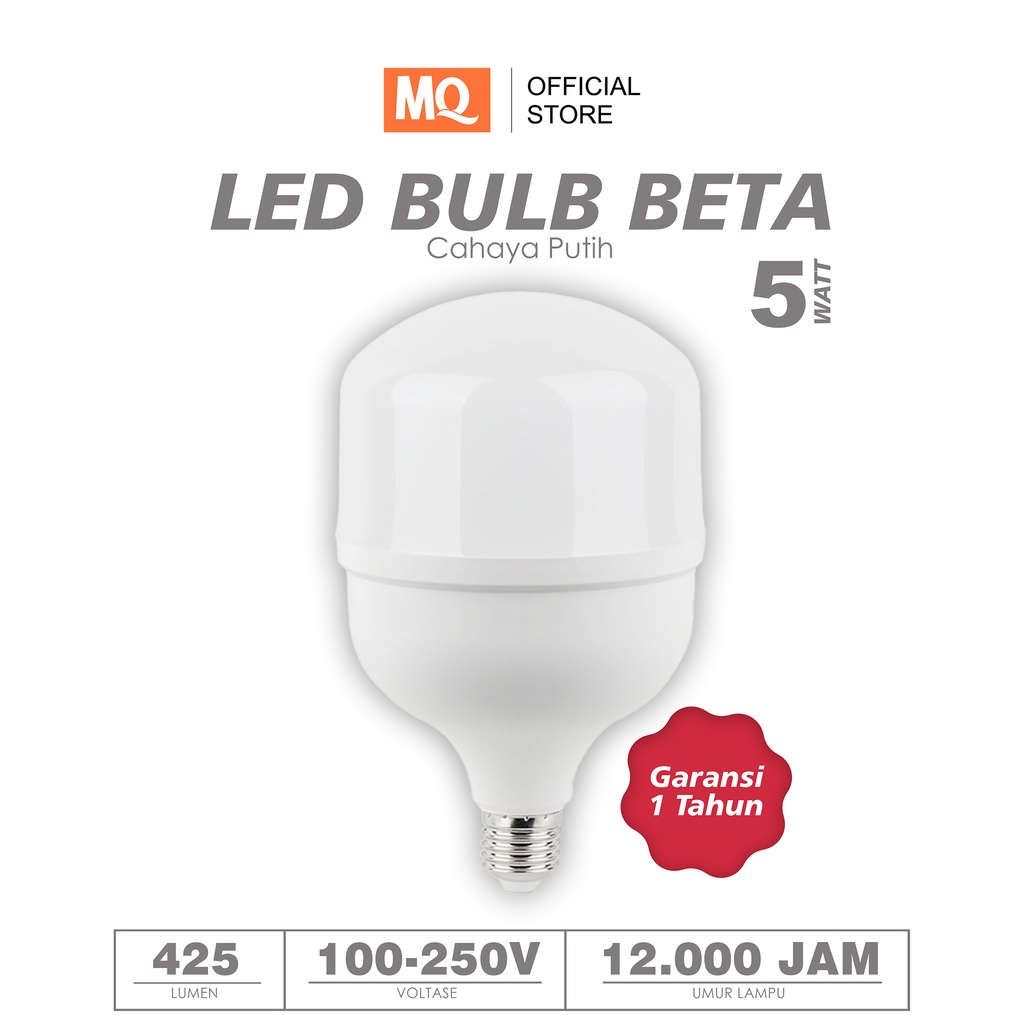 MQ Lampu LED BETA Cahaya Putih 5 Watt   bohlam Bergaransi 1 Tahun   5 watt