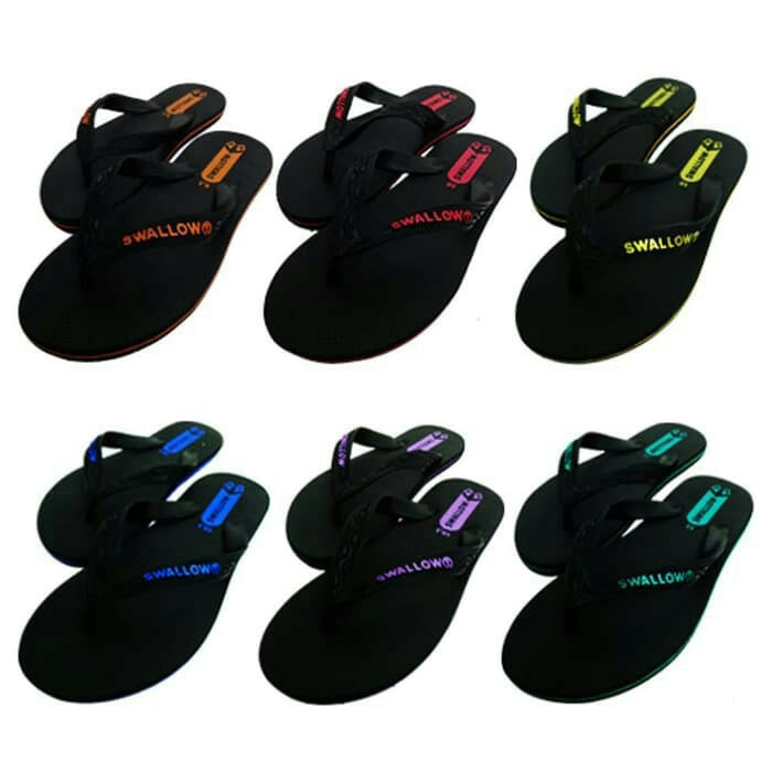 (SWALLOW BLACK MURAH) Swallow Black Dewasa Size 10 - 10.5 / Sandal Rumahan Murah / sandal Swallow