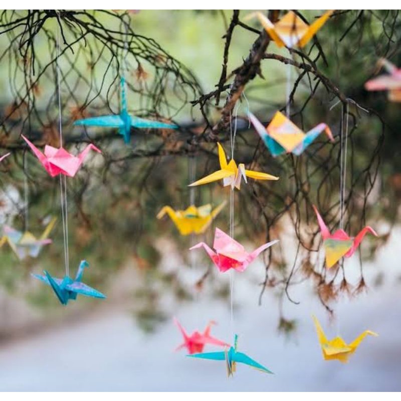 

origami hewan hiasan dinding kertas lipat aestetic kamar shuriken perahu bangau