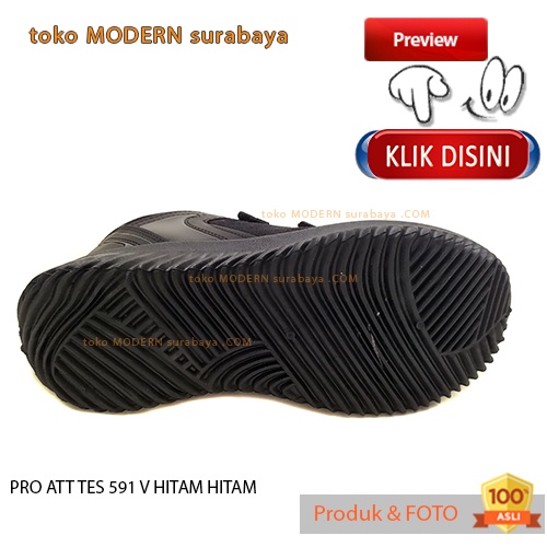 Sepatu anak sekolah sneakers velcro PRO ATT TES 591 V HITAM HITAM