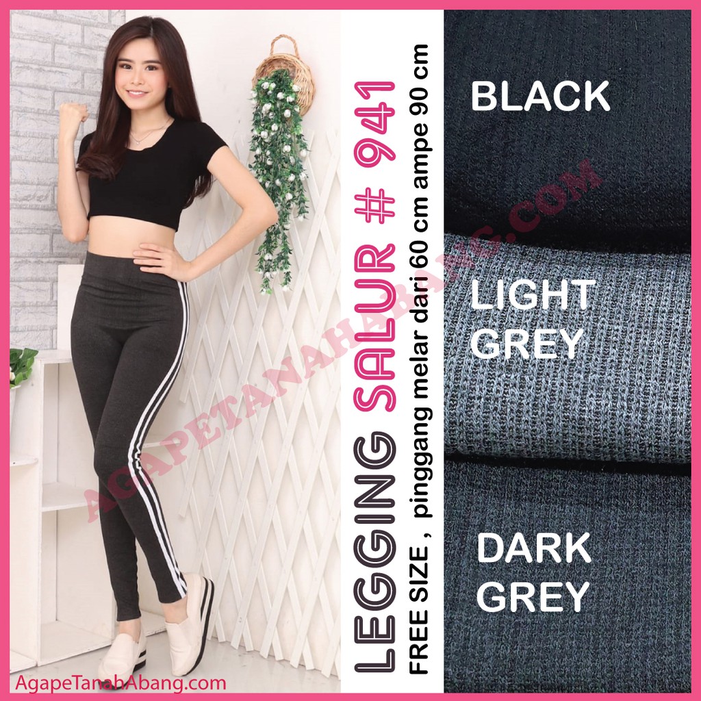 Legging Salur 941 / Leging Salur lis putih samping / Legging jumbo wanita / Legging panjang