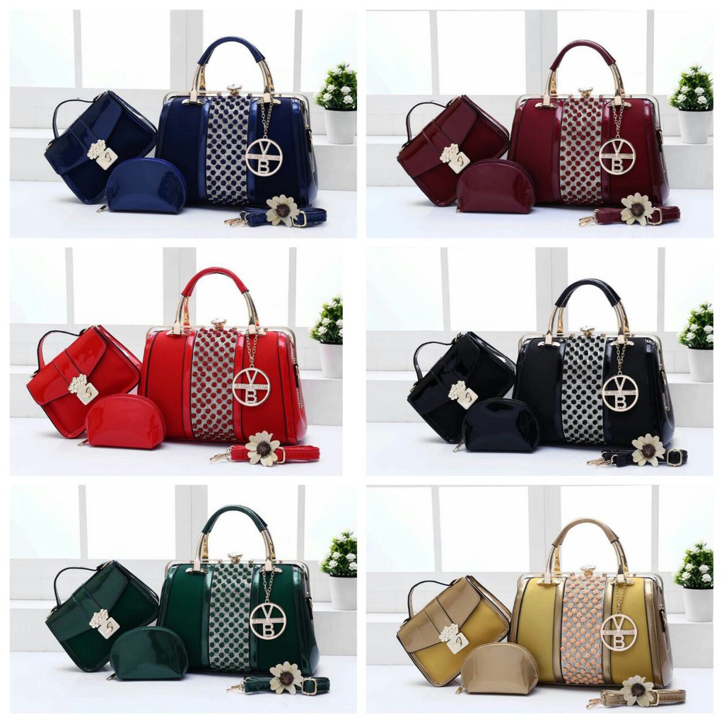 New Arrival VB Behel 5712 Rose DEN set 3in1 TAS IMPORT TERLARIS TAS SLEMPANG GOOD QUALITYBRANDED