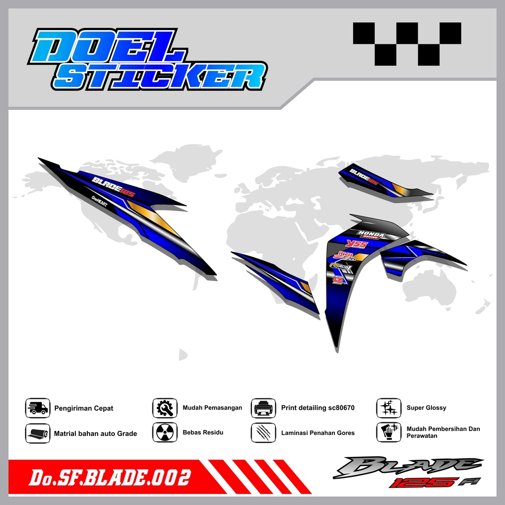 STICKER STRIPING BLADE NEW 125 - STICKER STRIPING LIST VARIASI HOLOGRAM , CROME BLADE NEW 125 DOEL 002