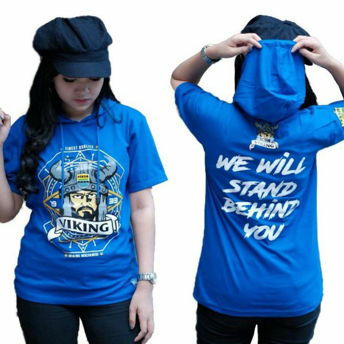 Kaos kupluk persib viking hoodie pria wanita biru