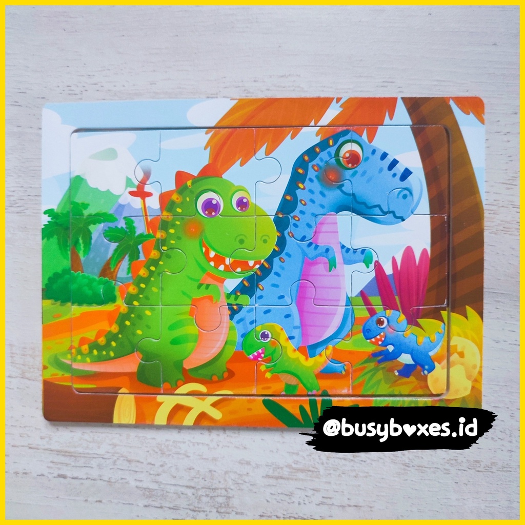 [busyboxes.id] Mainan Edukasi Puzzle 12 keping wooden toys dinosaurus