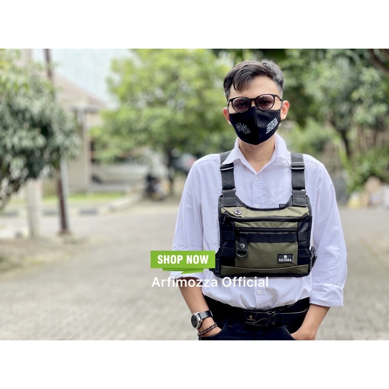 TAS DADA PRIA TERBARU CHEST RIG BAG BACKPACK ORIGINAL NEISDA GREEN ARMY