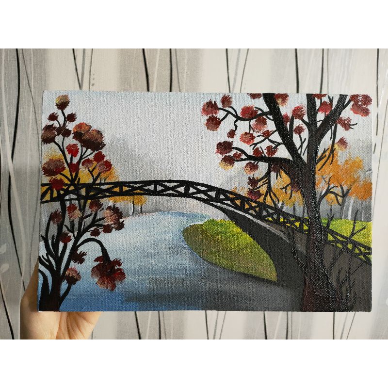 

Lukisan Kanvas | Autumn Bridge with Acrylics Paint