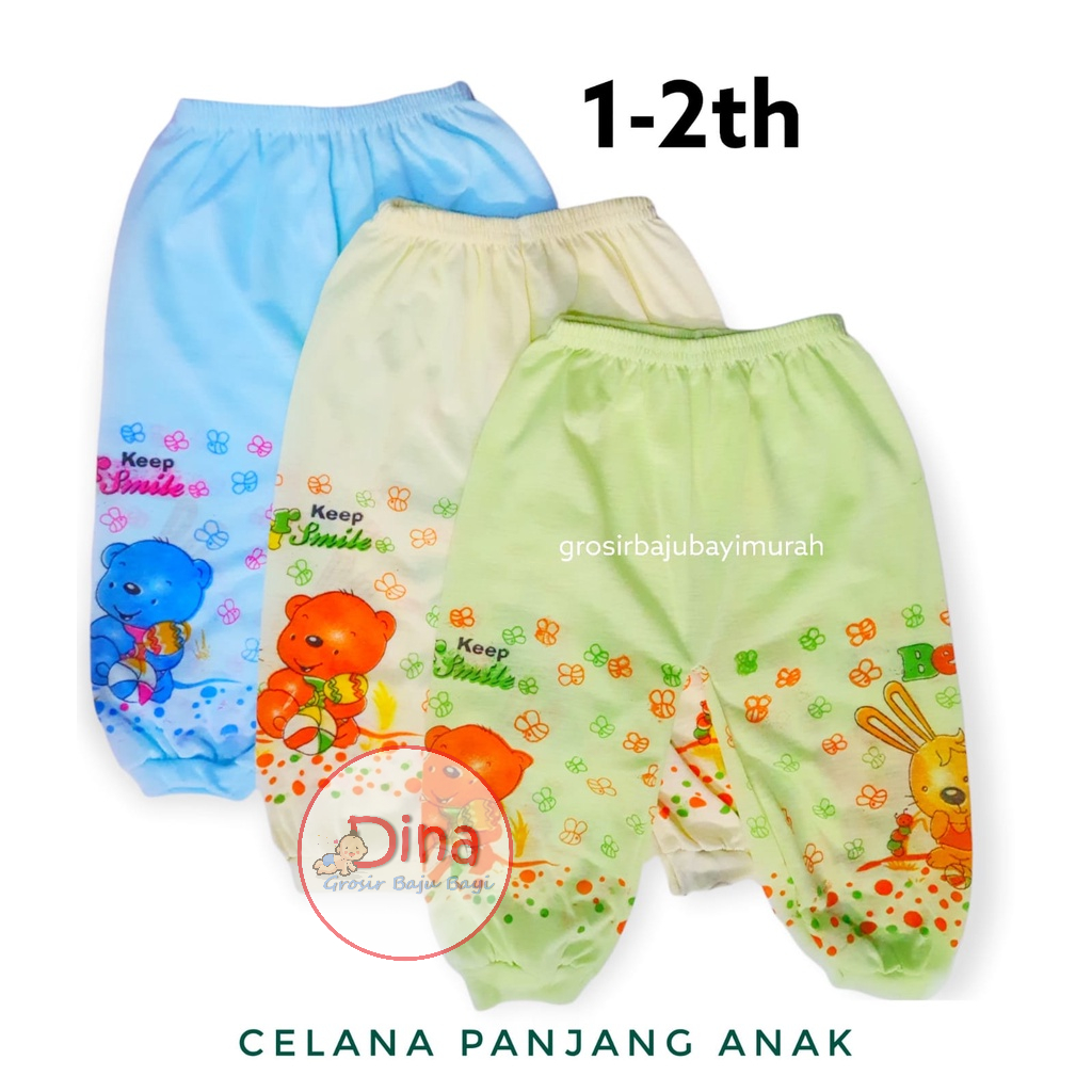 3 PCS celana panjang bayi 1-2th KEEP SMILE size L