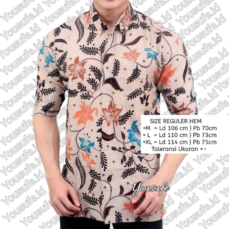 Baju Batik Pria Lengan Pendek/Batik Pria Premium/Seragam Batik Kantoran-B