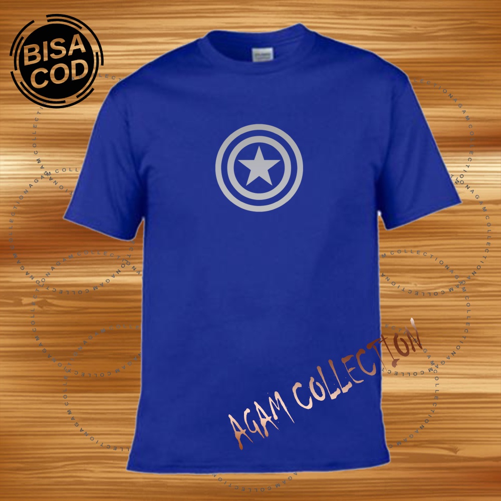 Agam Collection Baju Kaos Distro Captain AM 003 Text Silver Lengan Pendek Premium Quality