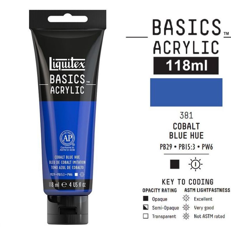 

LIQUITEX BASICS ACRYLIC COLOUR 118 ML COBALT BLUE HUE