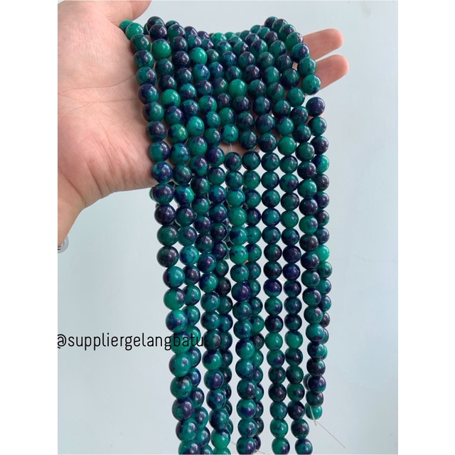 batu 10mm blue green chrysocolla bahan rangkai akik bacan biru hijau