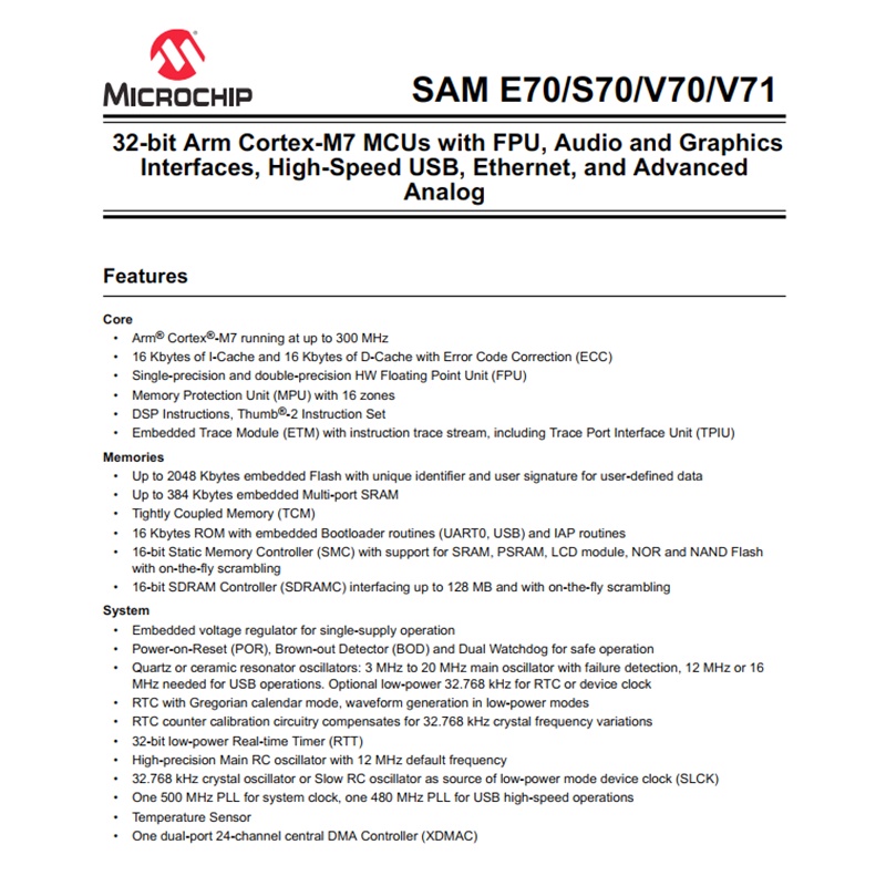 Chip Microcontroller ATSAMS70N21A-AN LQFP-100 2MB 3.3V