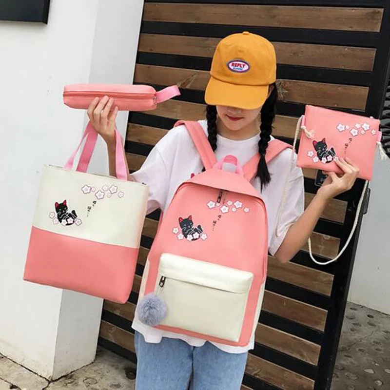 Tas Ransel Anak Perempuan SET 4in1 Tas Sekolah Anak SD SMP SMA SMK Korean Style Kpop Terbaru Bisa Bayar Ditempat COD