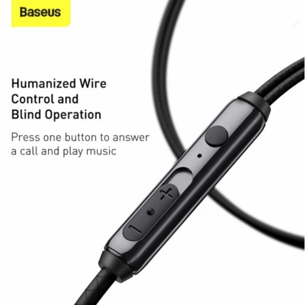 Baseus Stereo Headset Encok H19 6D Sound Wired Earphone Handsfree Kabel 3.5MM AUX Ori Original