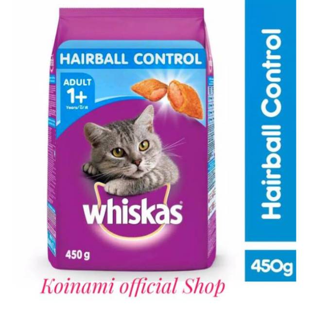 WHISKAS 450gr ADULT HAIRBALL CONTROL / makanan kucing / cat food / dray food / pakan kucing