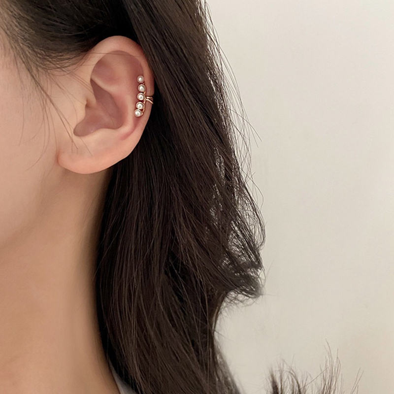 Fancyqube 1 Pasang Anting Klip On Tanpa Lubang Hias Mutiara Imitasi Untuk Wanita