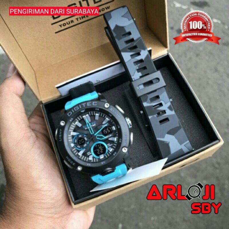 JAM TANGAN PRIA DIGITEC DA 2094 FREE RUBBER ORIGINAL WR