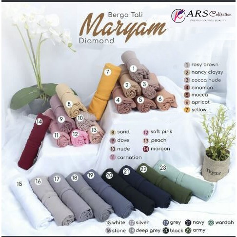 Bergo Maryam Jumbo Bahan Diamond Kualitas Premium ARS Collection