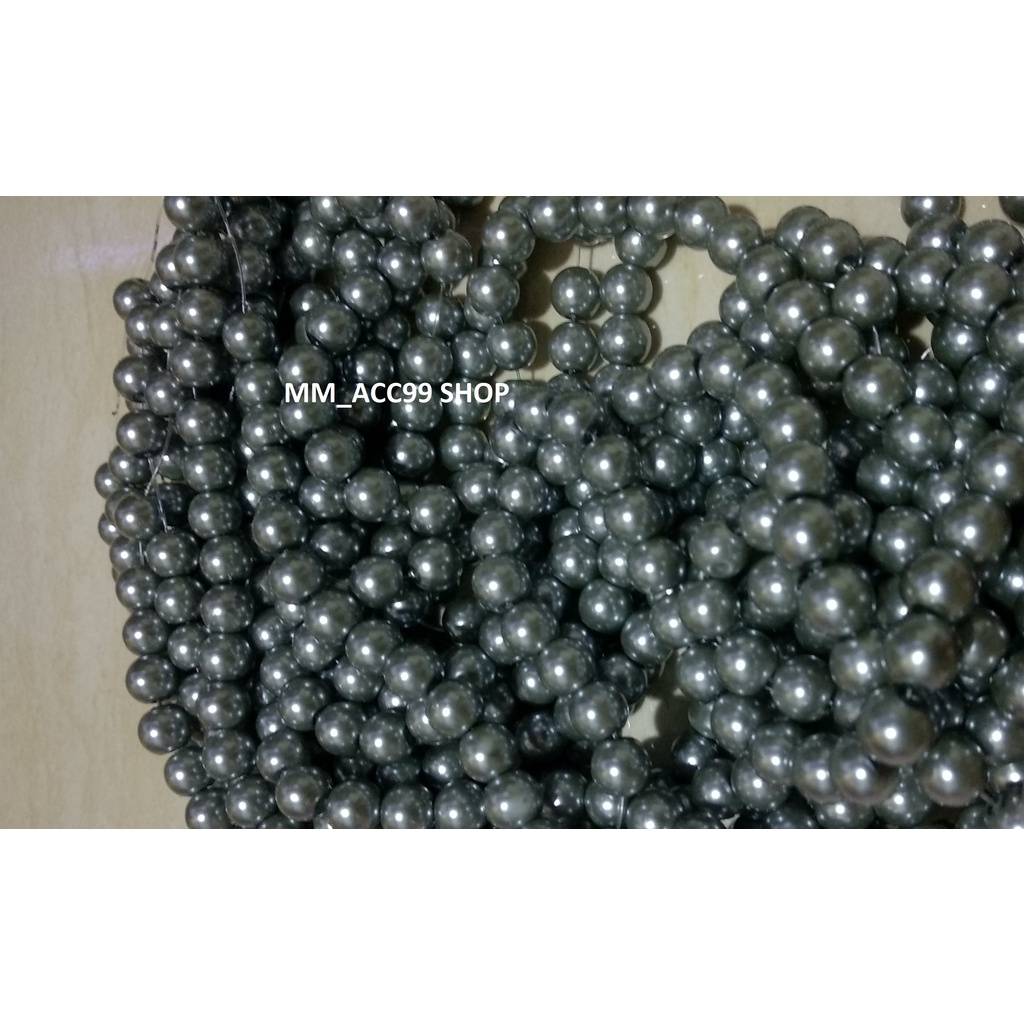 100 Gram Payet Mote Manik Mutiara Sintetis 8mm Bulat Besar Mutsin Berat Kwalitas Super Warna ABU