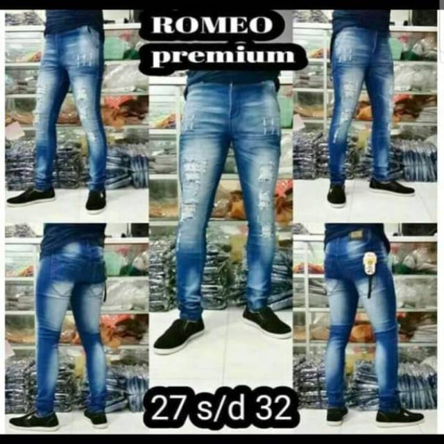 Celana sobek fashion Pria terbaru/Celana sobek panjang Pria Distro/Celana sobek Romeo Distro 27-32