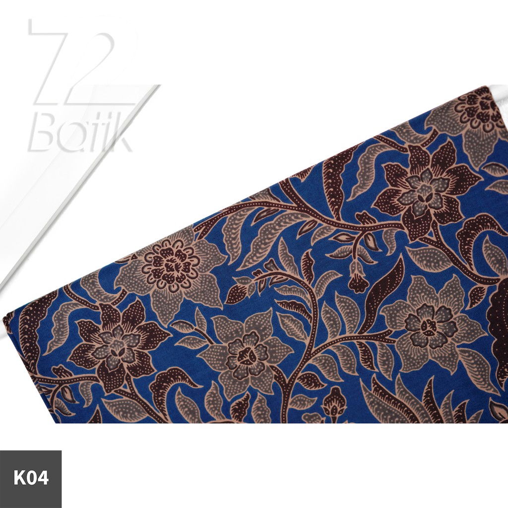 KAIN BATIK PREMIUM Bahan Katun Motif Kembang Sekar Warna Biru 723337 Cap 72 Jarik Jarit Samping Kebat Panjang Batik Katun Modern Premium Bahan Seragam Batik Pernikahan Kantor Keluarga Murah Kamen Jadi Batik Bali Lembaran