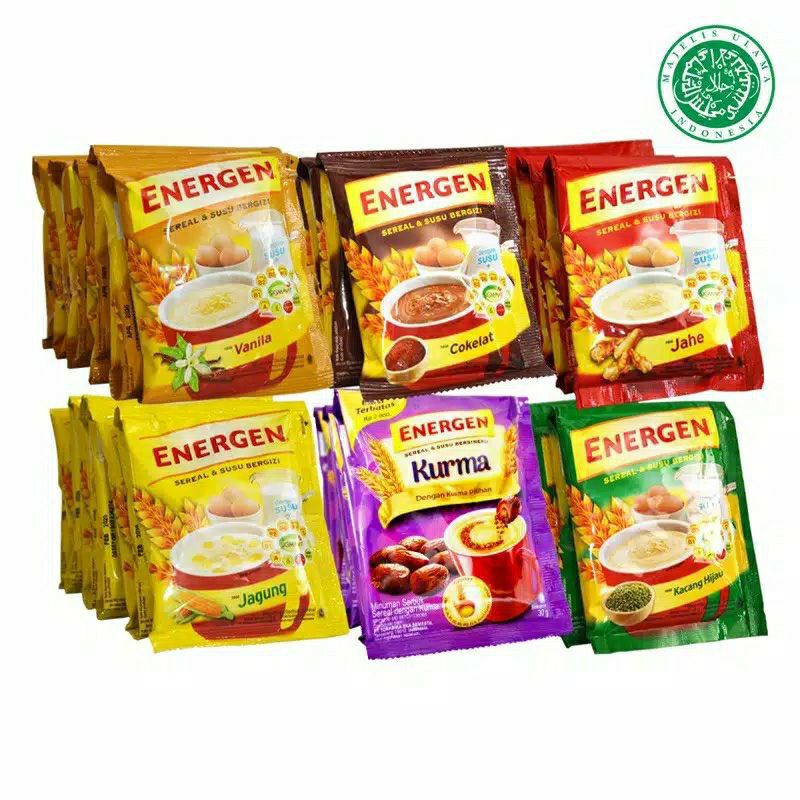 

Energen Renteng Kemasan Baru (Isi 10sachet @32gr) Coklat/ Vanila/ Jahe/ Kacang Hijau/ Kurma/ Jagung