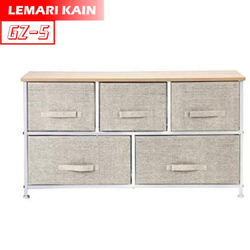 Lemari 2 Susun 5 Kotak Kain Linen Rak Penyimpanan Laci - ORANGEHOME (GZ-5)