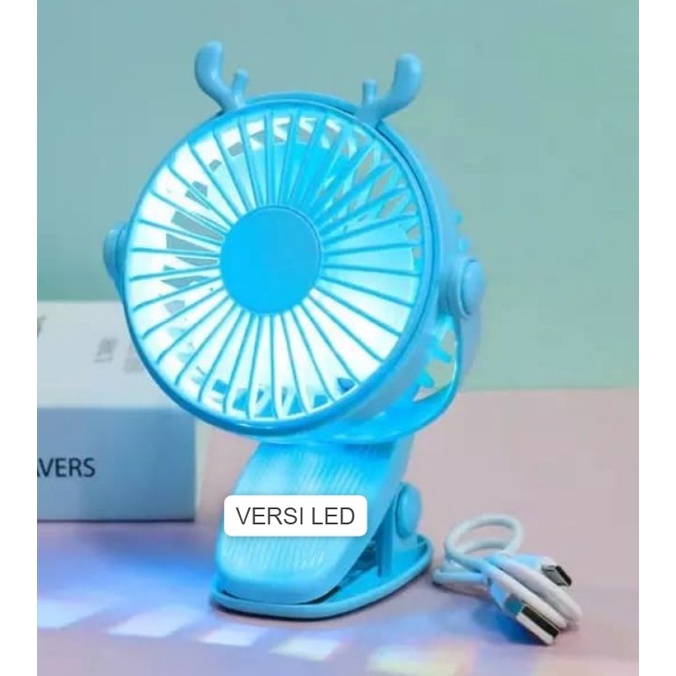 (P) Kipas Angin Jepit Portable Mini LED / Mini Fan JEPIT CLIP 360 with LED