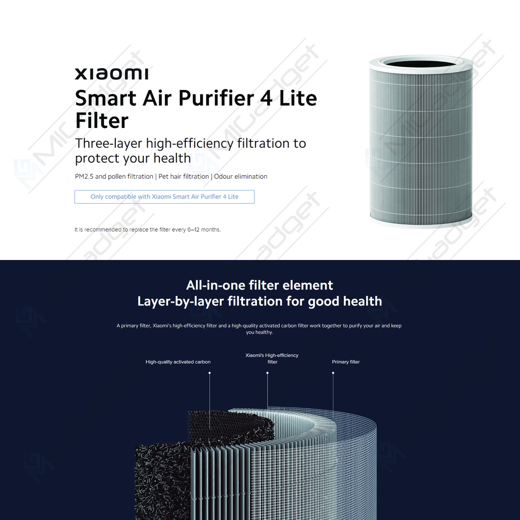 Filter Xiaomi Purifier 4 Lite - Smart Air Purifier 4 Lite Filter Replacement