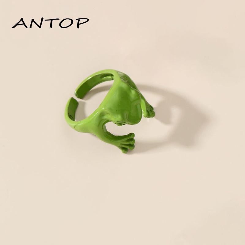 Cincin Model Terbuka Bahan Metal Desain Katak Adjustable Untuk Priawanita