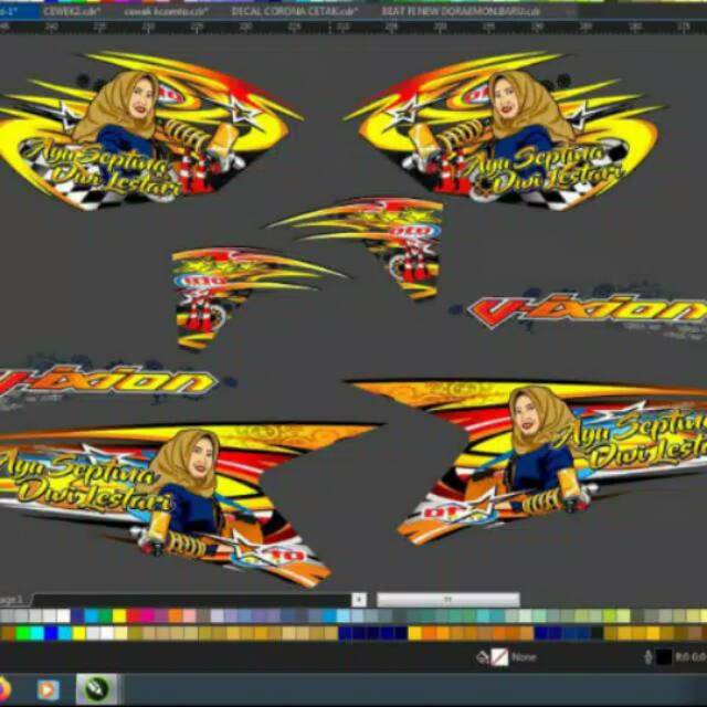 Design variasi striping vixion old wanita berhijab