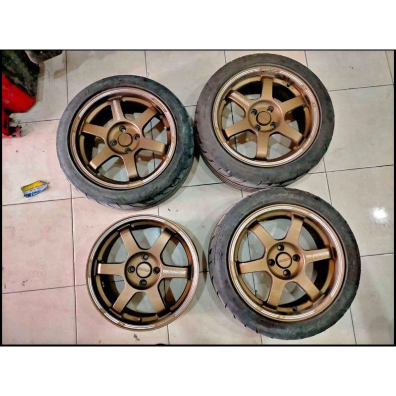 TE37 Ring 16 lebar 7 pcd 4x100 ET40 Bronze Ban Accelera 651 Sport 195 50 r16 (3)
