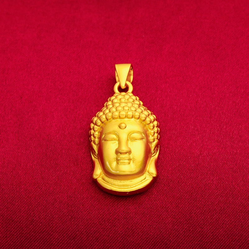 Kalung Liontin Kepala Buddha Tathagata Lapis Emas Emas Asli Kadar 375Untuk Pria Dan Wanita