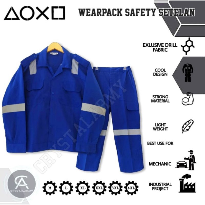 Wearpack safety setelan/ Setelan wearpack Kemeja Celana Safety Katelpak Seragam Proyek