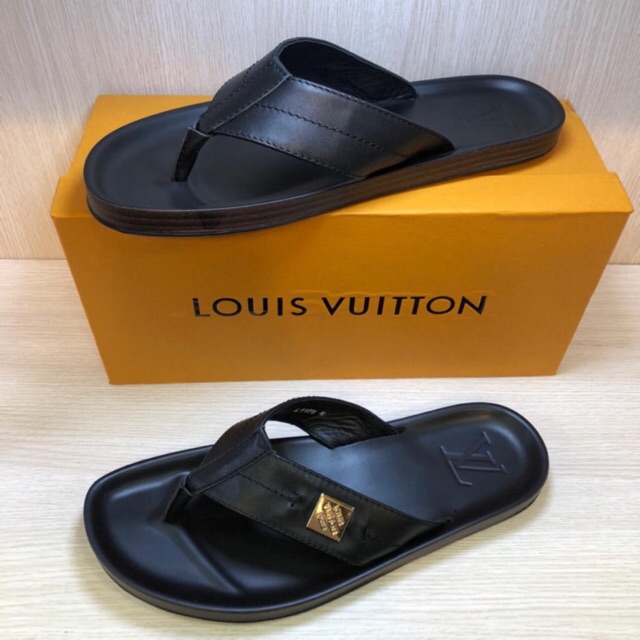 SENDAL JEPIT PRIA FASHION - SANDAL FLIP FLOP KULIT ASLI MURAH - LOUIS VUITTON - LV