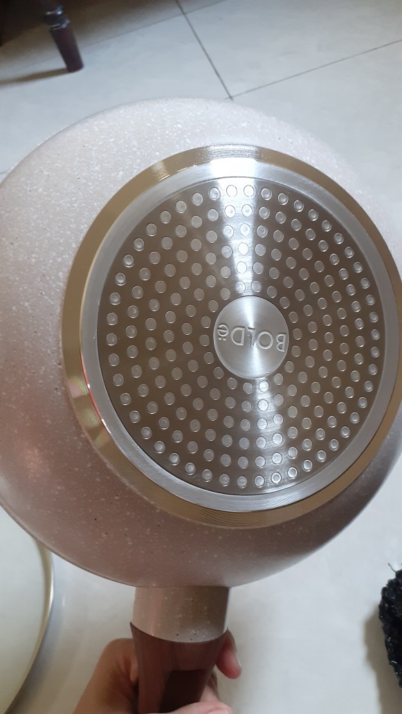 Bolde Super Pan Wok ( Wajan ) 26 Cm + Lid Tutup Kaca, Granite Beige Series